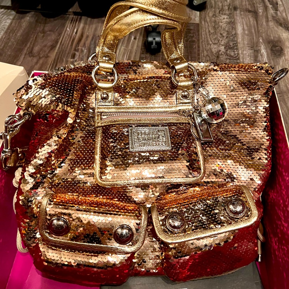 Limited edition gold sequin poppy bag